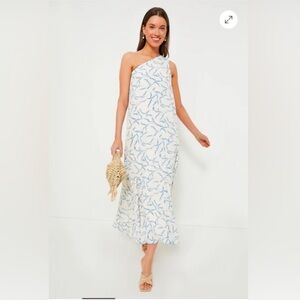 Hyacinth House Seaside One-Shoulder Cream and Blue Dress